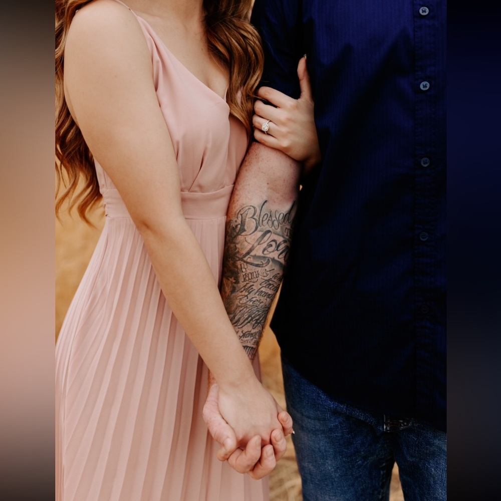 Medium Allison & Kelly dusty pink/rose colored chiffon pleated dress